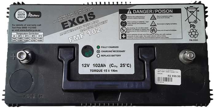 Excis FMF 102 12V lead-calcium deep-cycle battery 102 Ah.  Solar energy and backup power. Brand New.