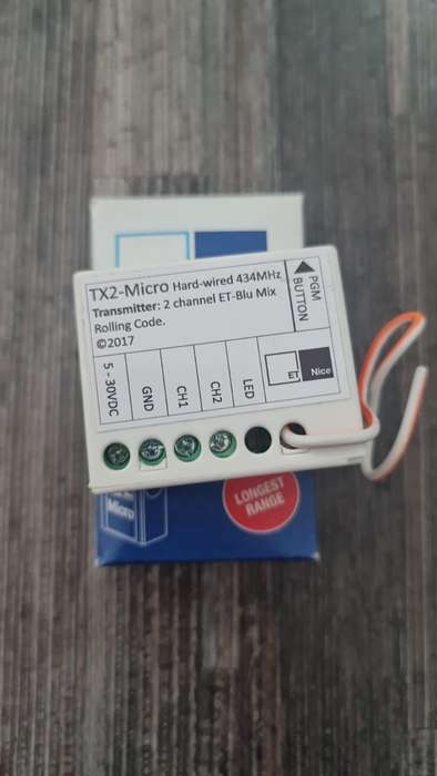 ET Nice TX2 Micro Blu Mix Rolling Code Fixed Transmitter 434MHz