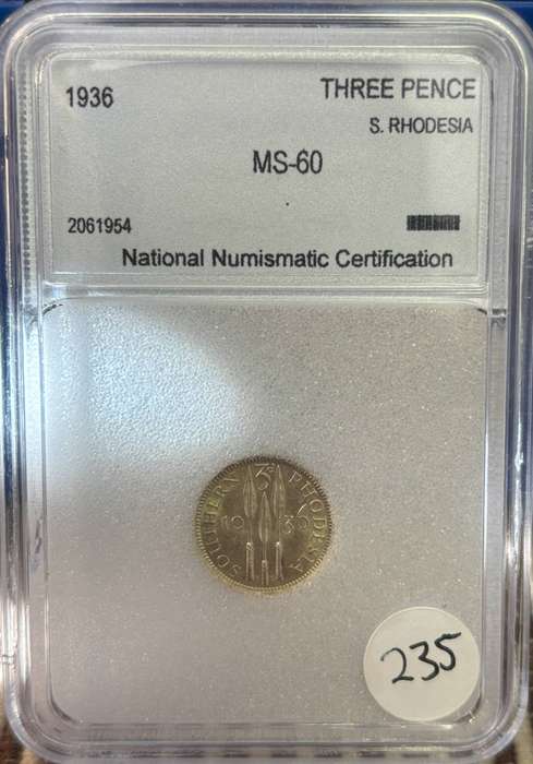 1936 Rhodesian Three Pence