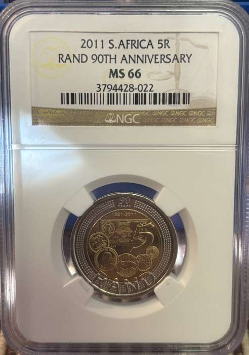 2011 South African Five Rand (90th Anniversary - MS 66)