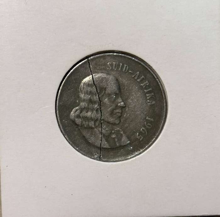 1965 South African twenty cent (Error coin - brittal)