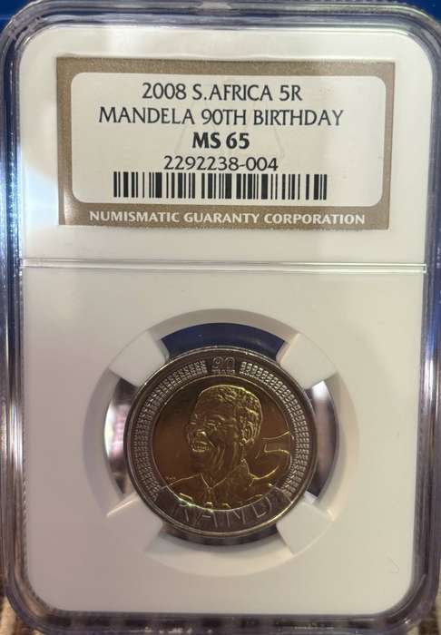 2008 South African R5 (Mandela Birthday MS 65)
