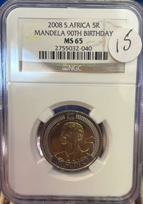 2008 South African R5 (Mandela Birthday MS 65)