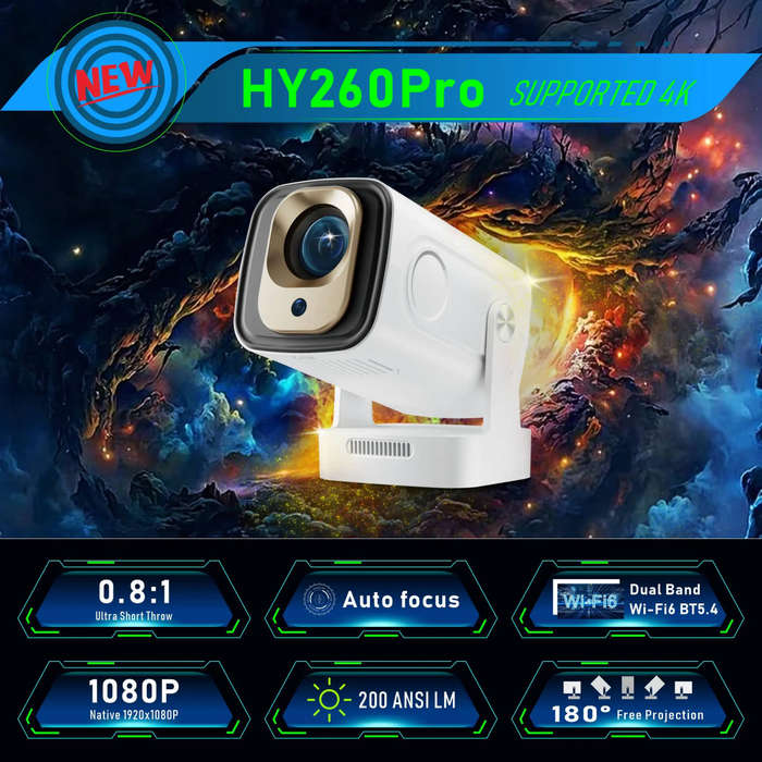 Smart Multimedia Mini Projector 1080P Cinema Theater - 1080P - HY260 Pro