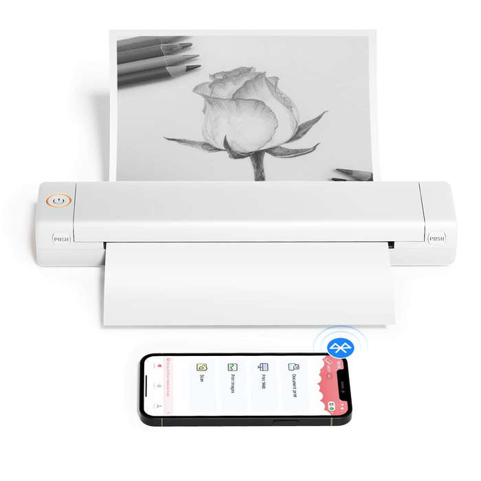 Phomemo M08F Thermal Portable Printer, A4 Letter Mobile Compact Printer - White