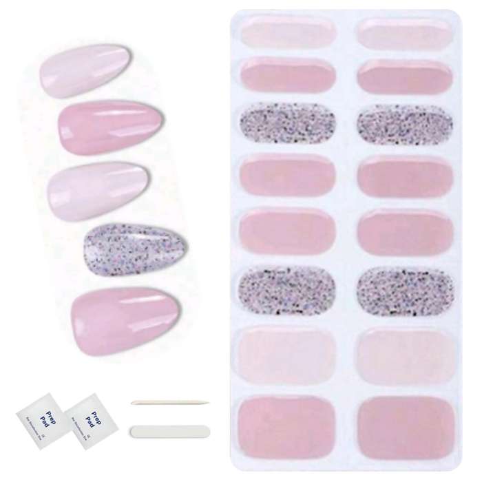 16pc Pink Semi Cured Gel Nail Wraps/ Gel Nail Strips - Easy to Apply, Long Lasting
