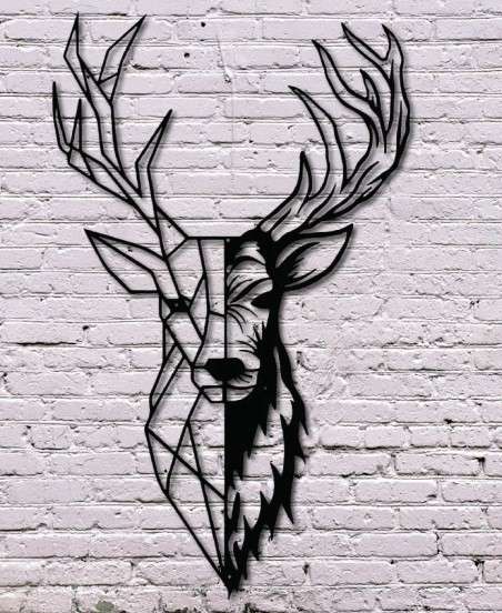 Geometric Deer Wall Art - 80cm x 40cm