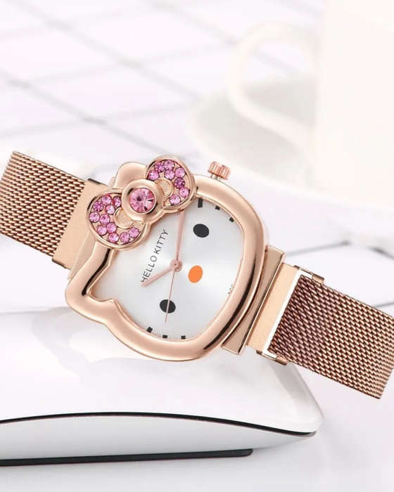 Hello Kitty Watch and Bracelet Set in elegant Rose Gold