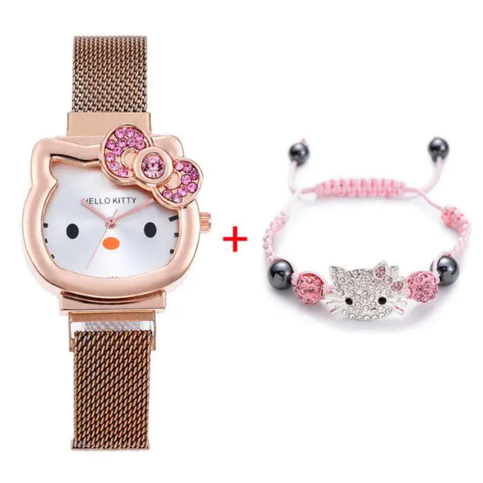 Hello Kitty Watch and Bracelet Set in elegant Rose Gold
