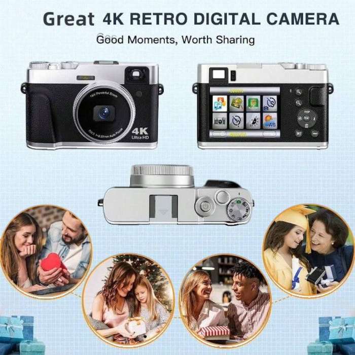 4K Digital Camera With Flashlight & 16x Zoom - Black