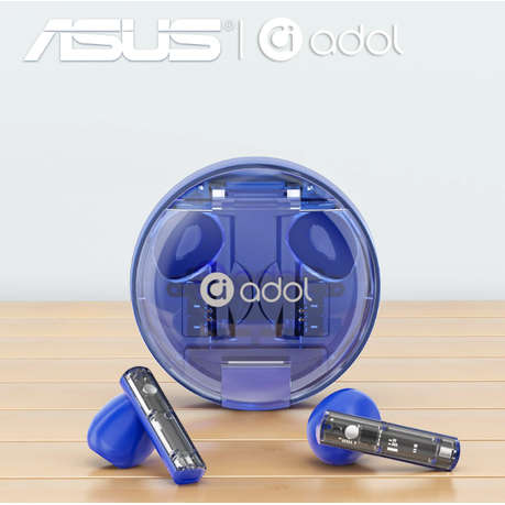 Asus - AS - TK - Semi-In-Ear Wireless Earbuds With Microphone - Blue