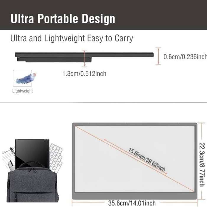 Portable Monitor for Laptop 15.6 Inch - Black
