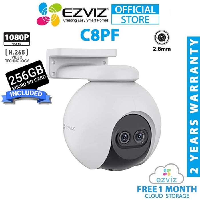 EZVIZ - C8PF - Dual-Lens Pan Tilt Zoom Person Detection Wi-Fi Security Camera - White
