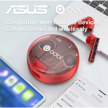 Asus - AS-TK - Semi - In-Ear Wireless Earbuds With Microphone - Red