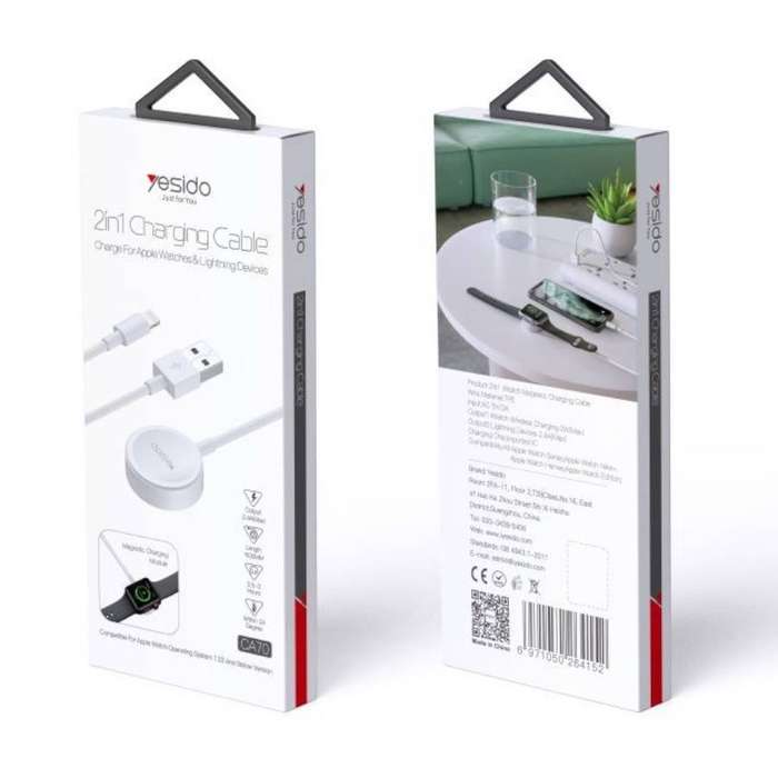 Yesido 2 in 1 charging cable for apple watches and lighting devices - White
