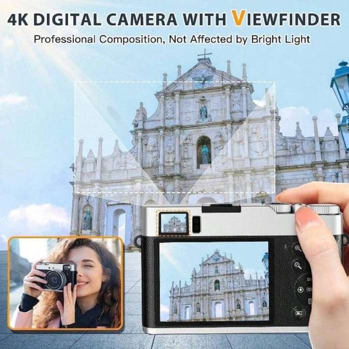4K Digital Camera With Flashlight & 16x Zoom - Black