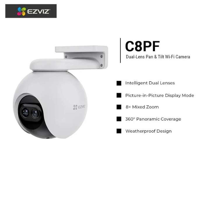 EZVIZ - C8PF - Dual-Lens Pan Tilt Zoom Person Detection Wi-Fi Security Camera - White