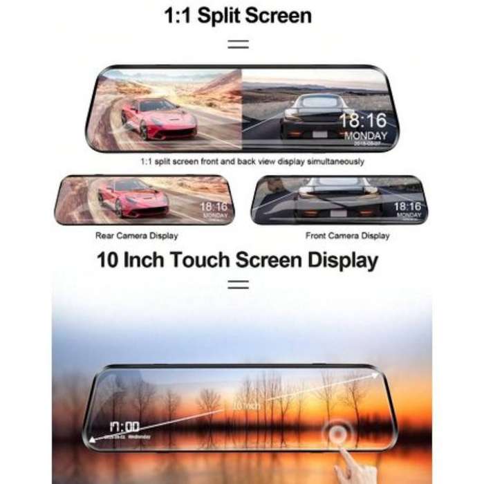 1080P Dual Lens Dash Camera With G-Sensor and Loop Recording - Black