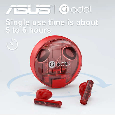Asus - AS-TK - Semi - In-Ear Wireless Earbuds With Microphone - Red