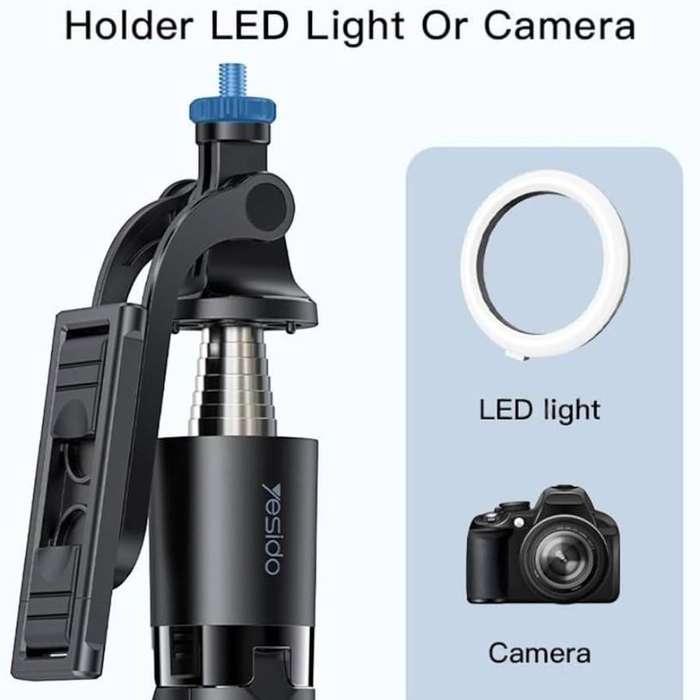 YESIDO SF13 2in1 Max 158cm Telescopic Wireless Bluetooth Selfie Stick Tripod Stand - Black