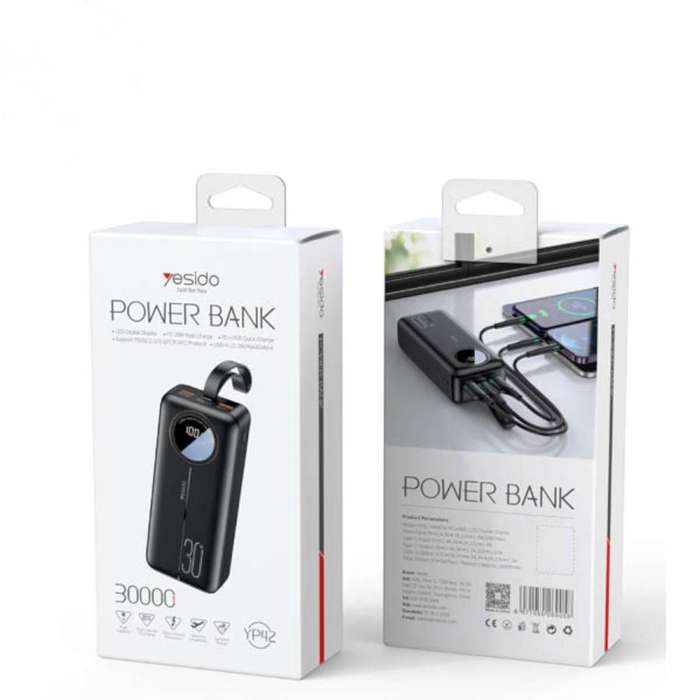 Yesido YP42 PD Fast Charging 30,000mAh Powerbank - Black