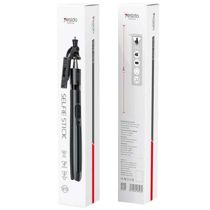 YESIDO SF13 2in1 Max 158cm Telescopic Wireless Bluetooth Selfie Stick Tripod Stand - Black
