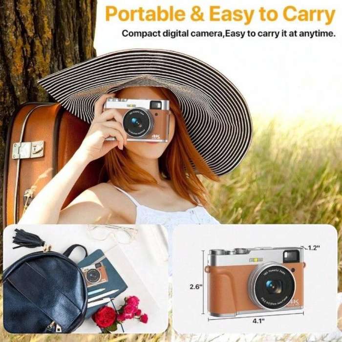 Digital Camera With LED Flash & 16x Zoom Capabilities - Brown & Silver
