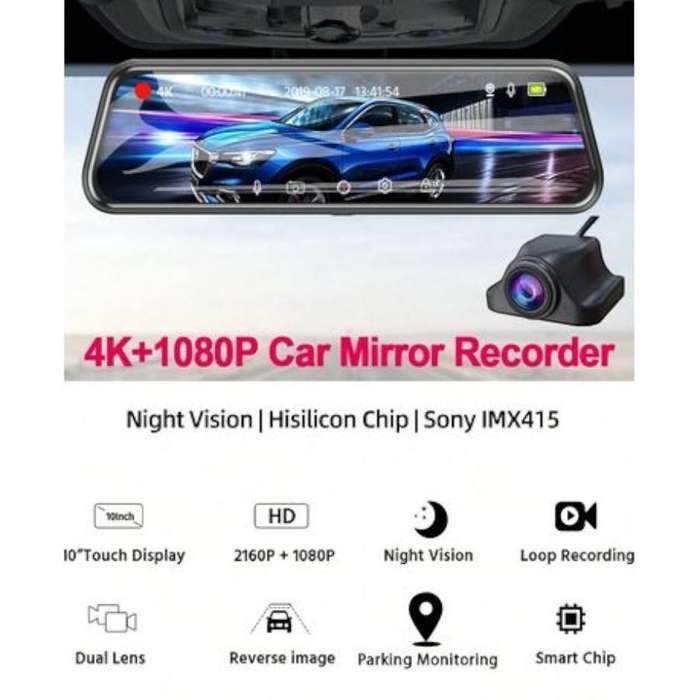 1080P Dual Lens Dash Camera With G-Sensor and Loop Recording - Black