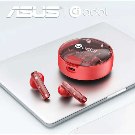 Asus - AS-TK - Semi - In-Ear Wireless Earbuds With Microphone - Red