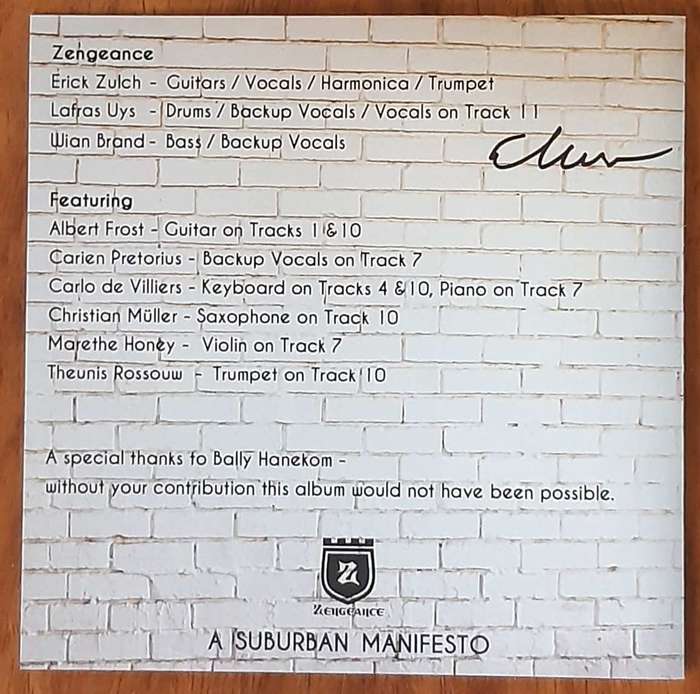 Signed copy of Zengeance - A Suburban Manifesto - CD