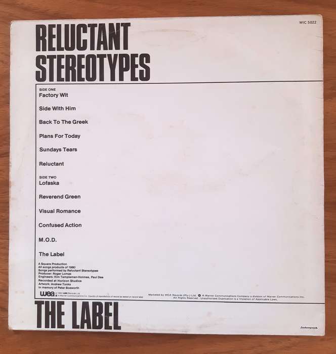 Reluctant Stereotypes - The Label - Vintage Vinyl LP Record