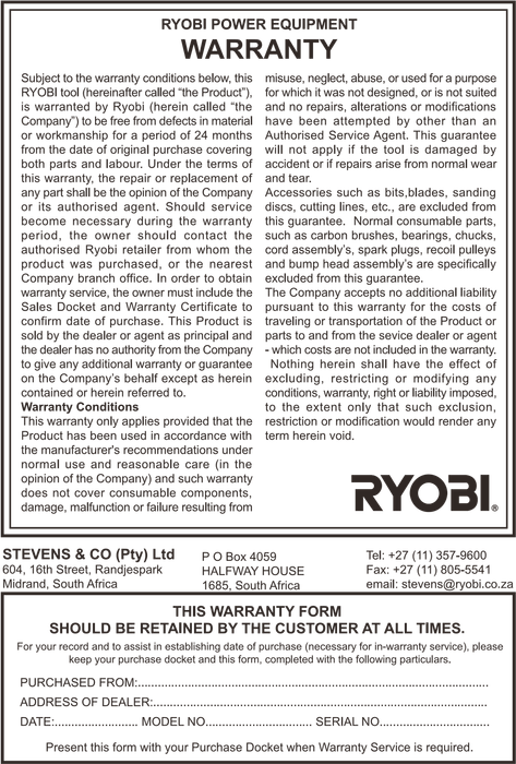 Ryobi 4-Stroke Generator RG-10Kva