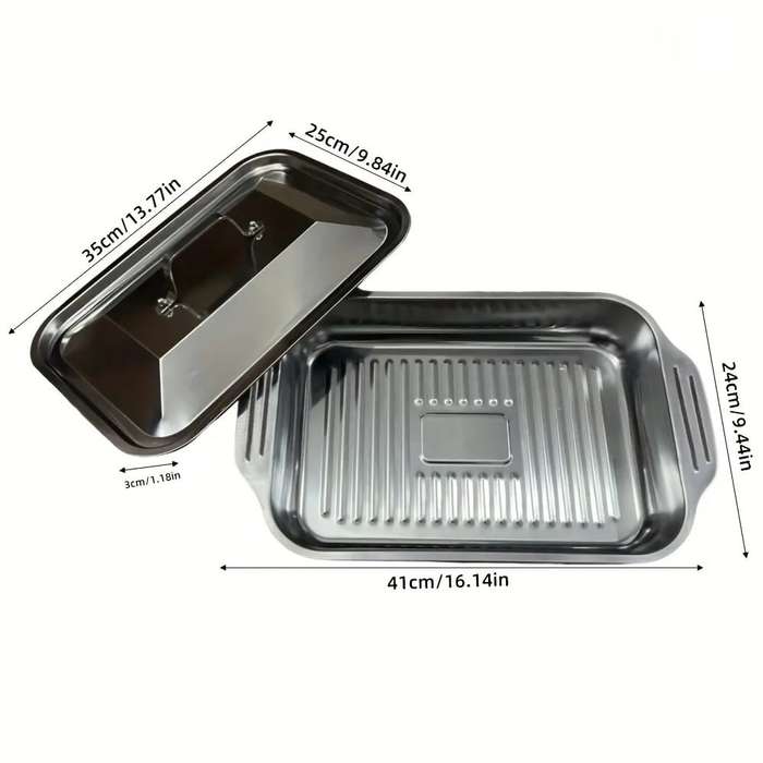 High-Quality Stainless Steel Roasting Dish with Lid  Versatile Bakeware for Oven Use (2Pack)