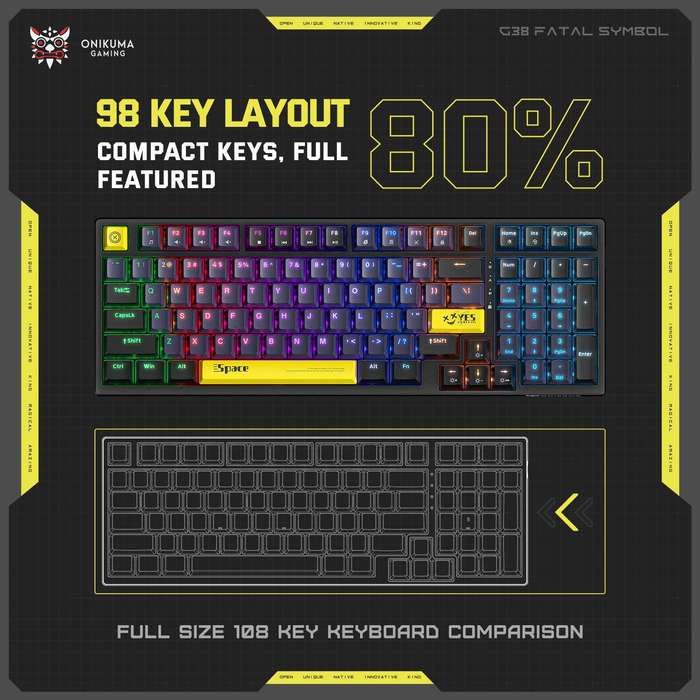 ONIKUMA G38 Three Color Wired Mechanical Keyboard, 98 Keys Gamer For PC Laptop