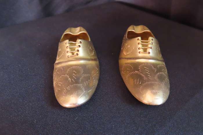 Brass Etched Vintage Shoe Ash Trays x 2