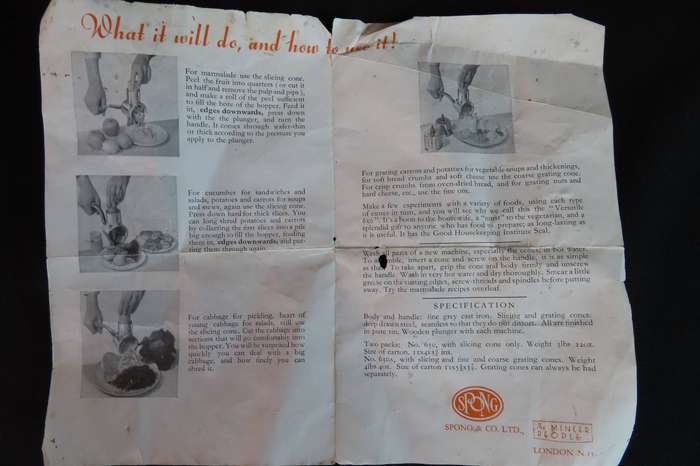 Vintage Spong's 630 Slicer, Grater & Shredder Boxed.