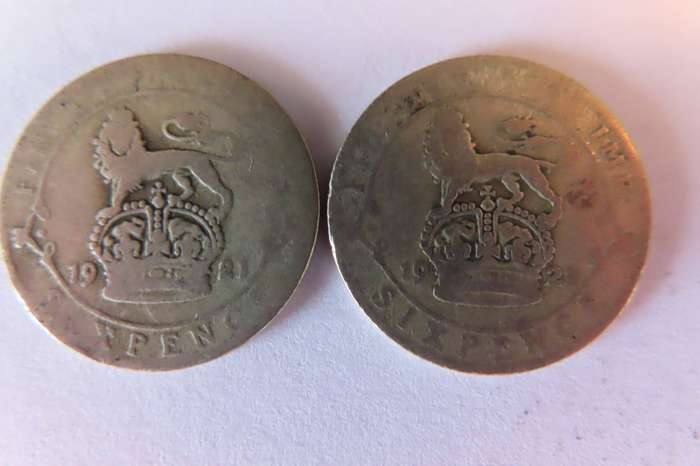 Great Britain George V Sixpence Coins x 11.