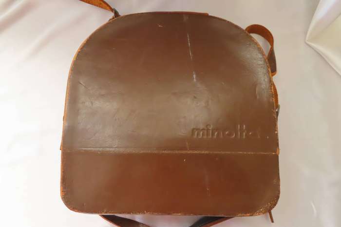 Vintage Minolta Zoom 8mm Movie Camera in Leather Case.