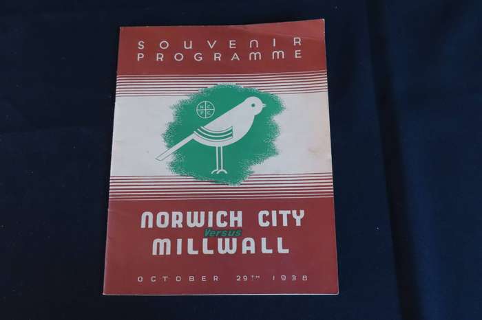 Souvenir Programme Norwich City Versus Millwall October 29th 1938