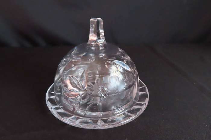 Rose Cut Crystal Dome Butter Dish.
