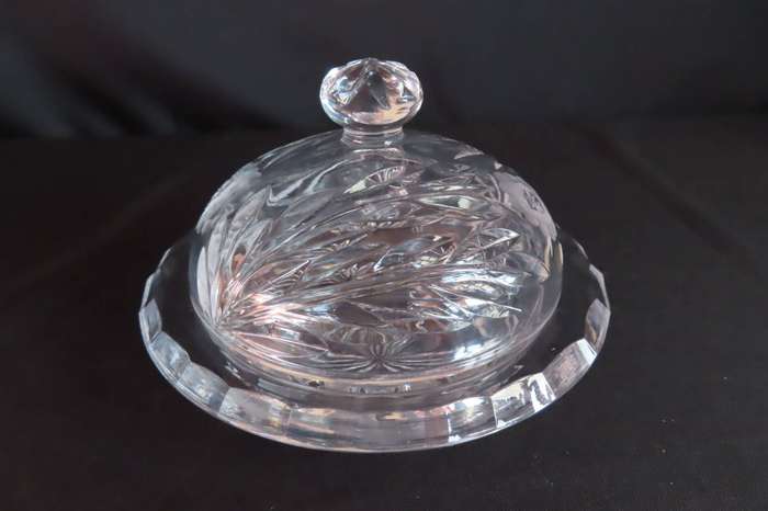 Rose Cut Crystal Butter Dish.