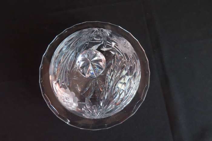 Rose Cut Crystal Butter Dish.