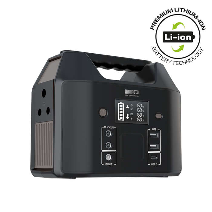 Magneto Portable Power Station Inverter, 150W, rechargeable with solar, Power Outages, Camping