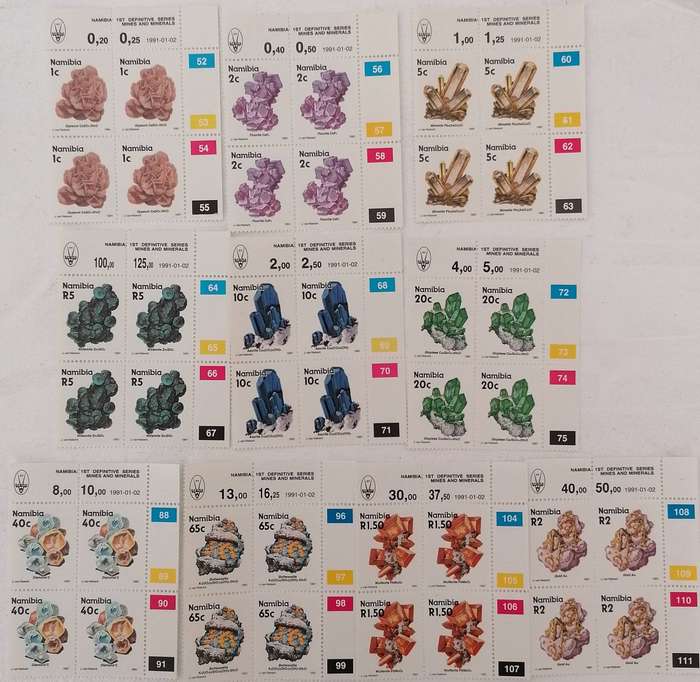 Namibia 1991 1.4 Control Blocks set of 15 Mint