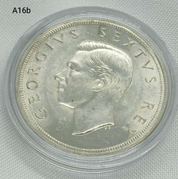 1948 Crown - 5 shillings Union of South Africa- .800 silver - in capsule