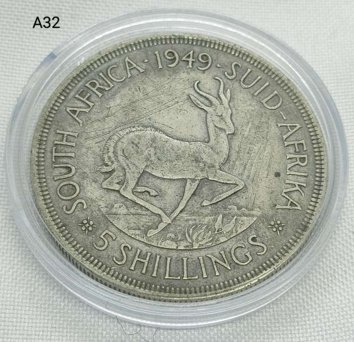 1949 Union of SA Crown - 5 shillings - .800 silver - in capsule