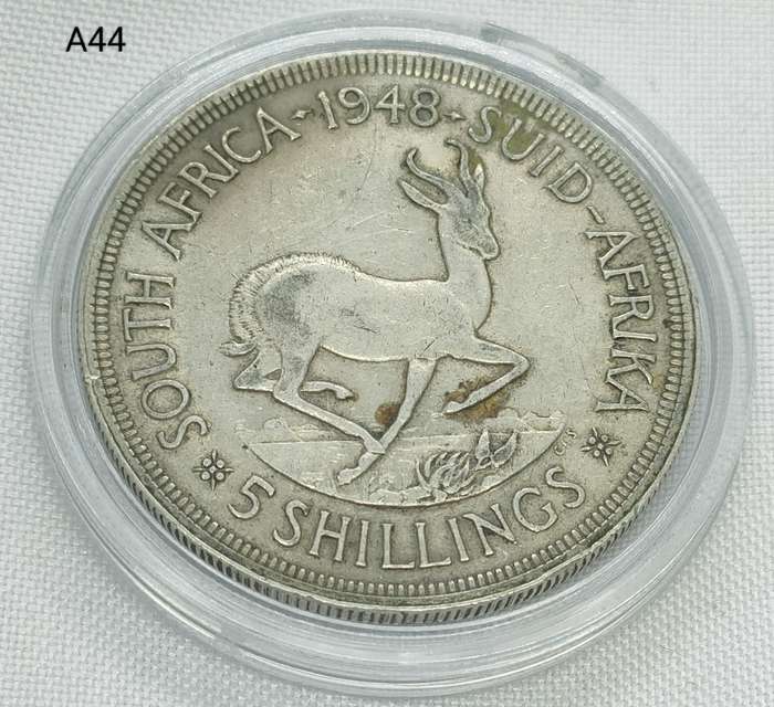 1948 Union of SA Crown - 5 shillings - .800 silver - in capsule