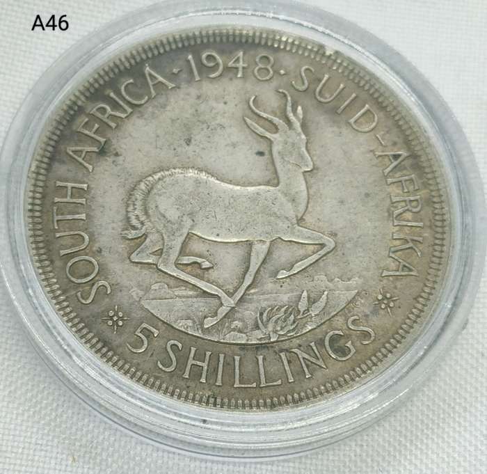 1948 Union of SA Crown - 5 shillings - .800 silver - in capsule