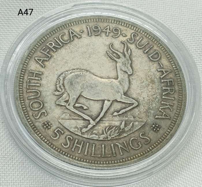 1949 Union of SA Crown - 5 shillings - .800 silver - in capsule