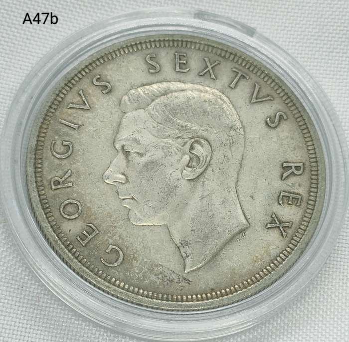 1949 Union of SA Crown - 5 shillings - .800 silver - in capsule